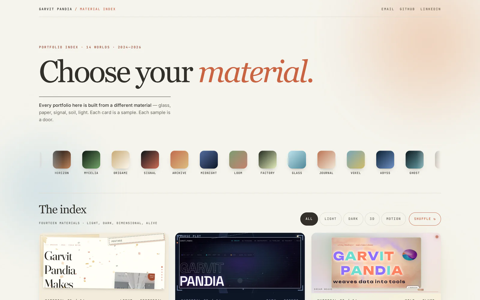 Screenshot of The Material Index