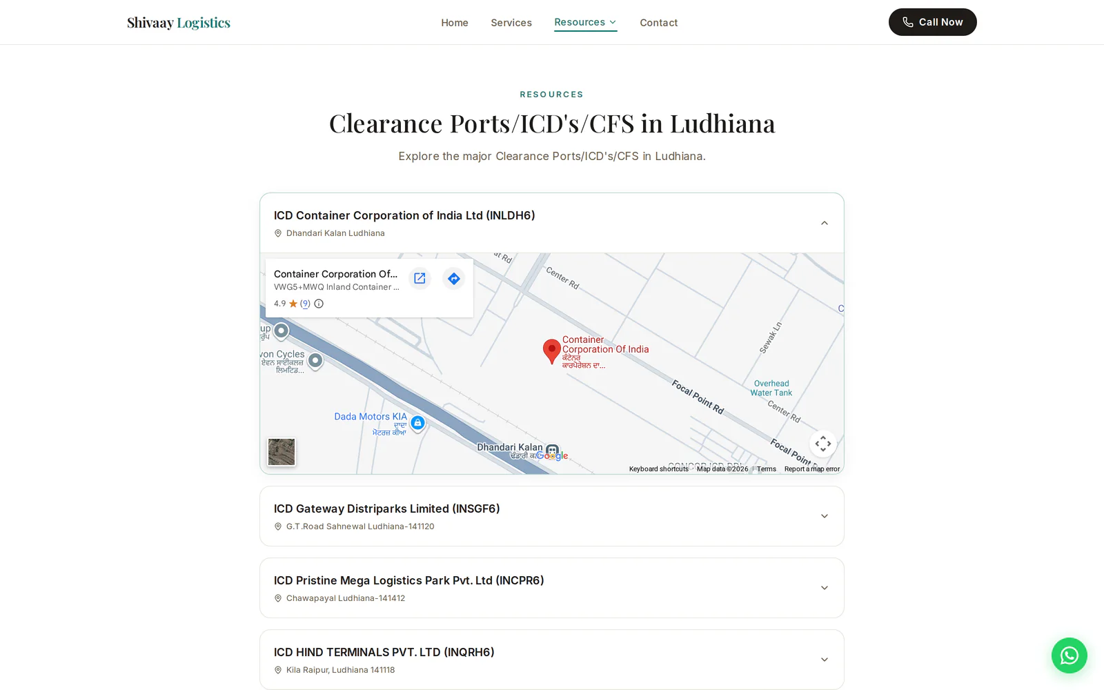 Screenshot of the Shivaay Logistics website, view 3 of 3