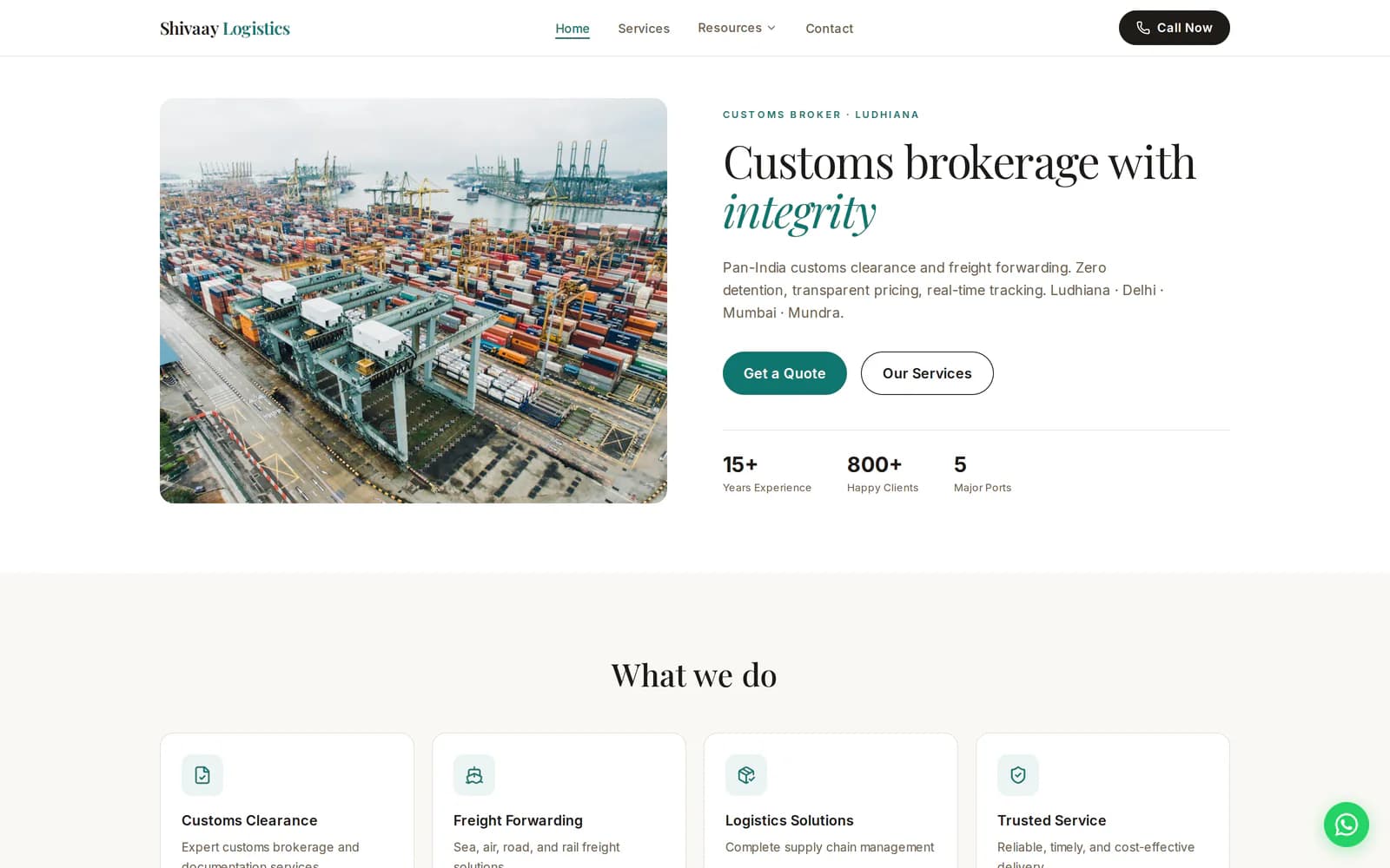 Screenshot of the Shivaay Logistics website on a desktop screen